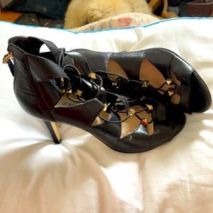 Guess Black Lace Up Heels Sandals 9.5